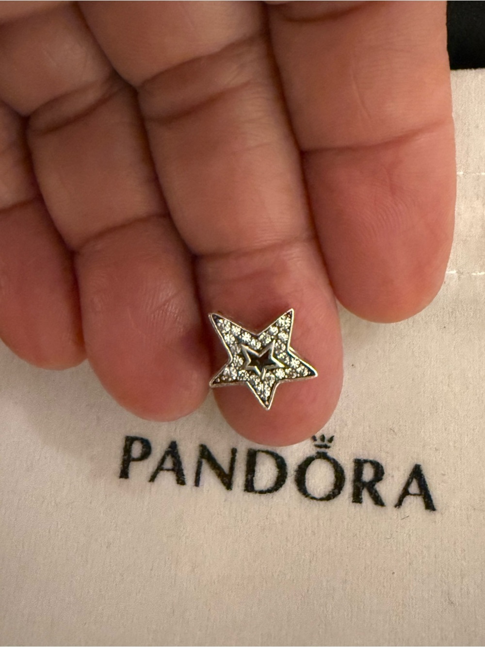 Pandora Silver Star Charm with Cubic Zirconia - White Sparkle